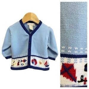 Savannah Baby Blue Knit Beach Nautical Knit Cardigan Sweater 12 months